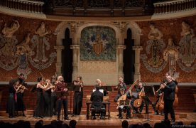 Músics de Vespres d'Arnadí a l'escenari del Palau