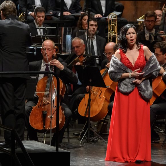 Músics de l'Orquestra Simfònica del Vallès a l'escenari del Palau