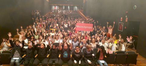 fotografia de familia de la 1ª trobada Apropa Cultura a Lleida